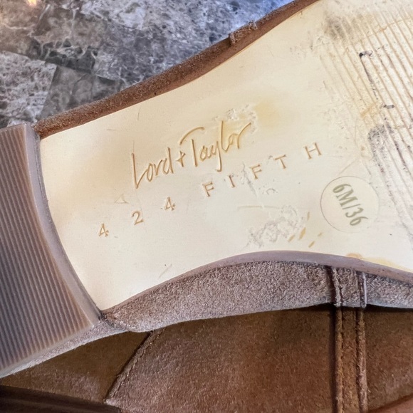 Lord & Taylor 424 Fifth Gabby Tan Suede Leather Loafers Horsebit Slipon 6/36 - Picture 14 of 15